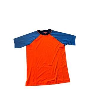 Land’s End Swim Shirts Unisex Rash Guard Orange And Blue XL, 14/16 NWT‎